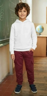 Nohavice do školy z teplákoviny, bordové, HF - kapsáky, slovenské, č. 98,104,110,116,122,128,134,140 HAPPY FASHION
