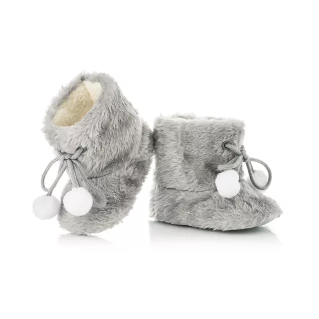 Teplé capačky papučky s ABS, kojenecké ŠEDOOHNEDÉ