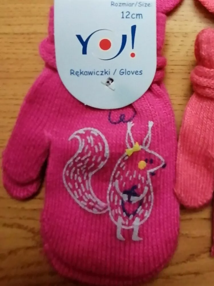 Rukavice pletené dievčenské PALCOVÉ 1 až 3 roky POĽSKÉ