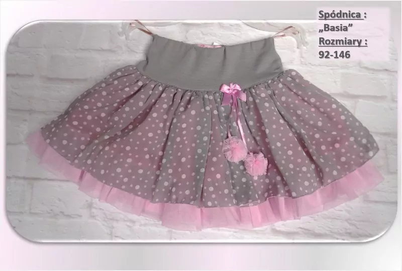 Sukňa šedá s ružovými bodkami BASIA BODKY