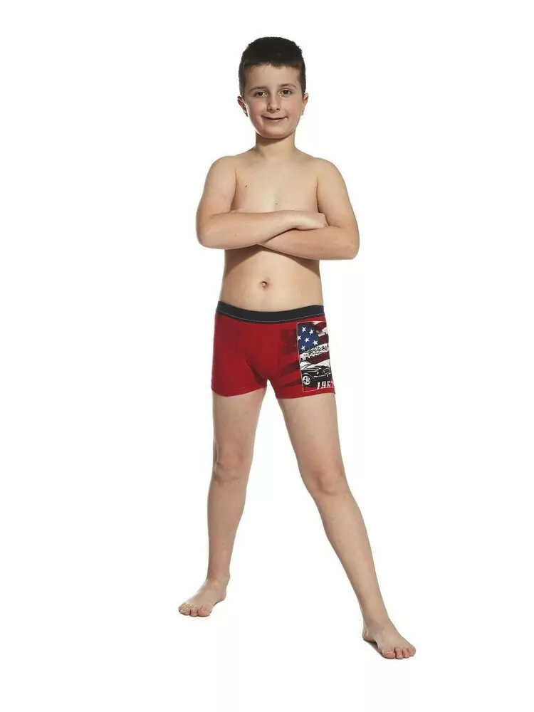 TRENKY BOXERKY CORNETTE, spodné prádlo chlapčenské AMERIKA červené č.146/152,158/164