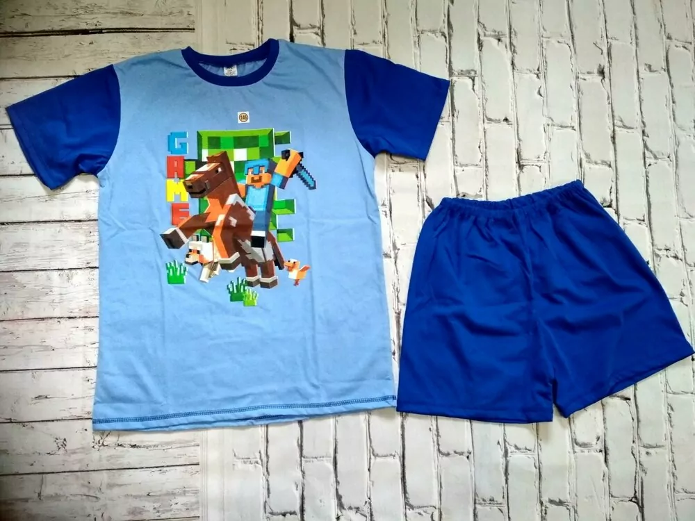 Pyžamo letné, krátky rukáv, Minecraft, slovenské,č.116,122,128,134,140,146