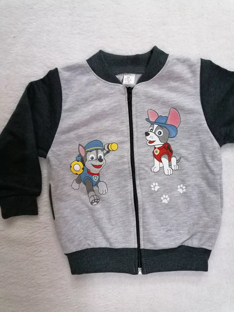 MIKINA NA ZIPS TINKO, PAW PATROL, bavlnená ,slovenská, ŠEDÁ