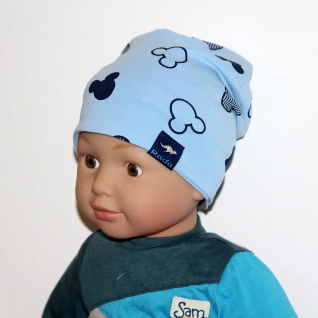 DVOJVRSTVOVÁ čiapka RADA nasúvacia Mickey NEW 2 bledomodrá, mini LEO č.2,3,4,5