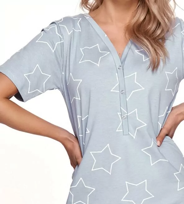 Nočná košeľa s krátkym rukávom, dámska,BAVLNA S,M,L,XL, pistáciová