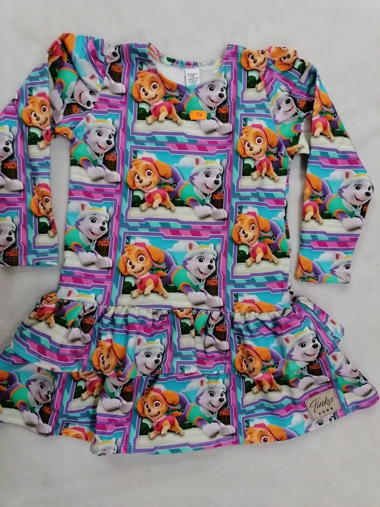 ŠATY PAW PATROL S DLHÝM RUKÁVOM č.116,122,128,tmavoružové, TINKO, Slovenské