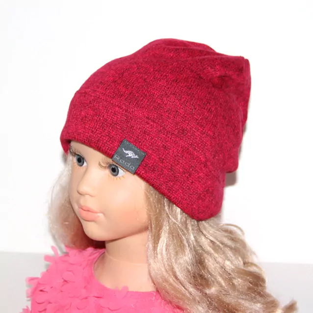   Jednovrstvová dievčenská termočiapka RADA, predlžená s gumičkou -červená BAMBINO