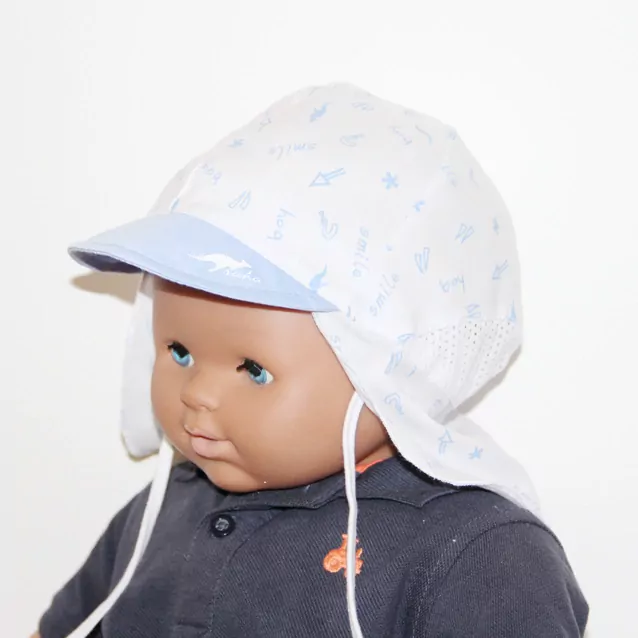 Šiltovka dierková čiapka na viazanie s plachtičkou SAFARI- RADA - BOY šedá alebo modrá