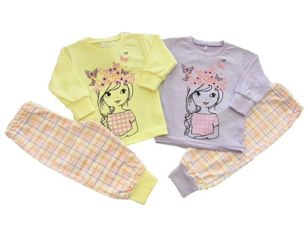 Pyžamo slovenské DIEVČATKO S MOTÝLIKMI VO VLASOCH č.98,104,110,116,122,128,134,128 RUŽOVÉ A FIALOVÉ, ŽLTÉ