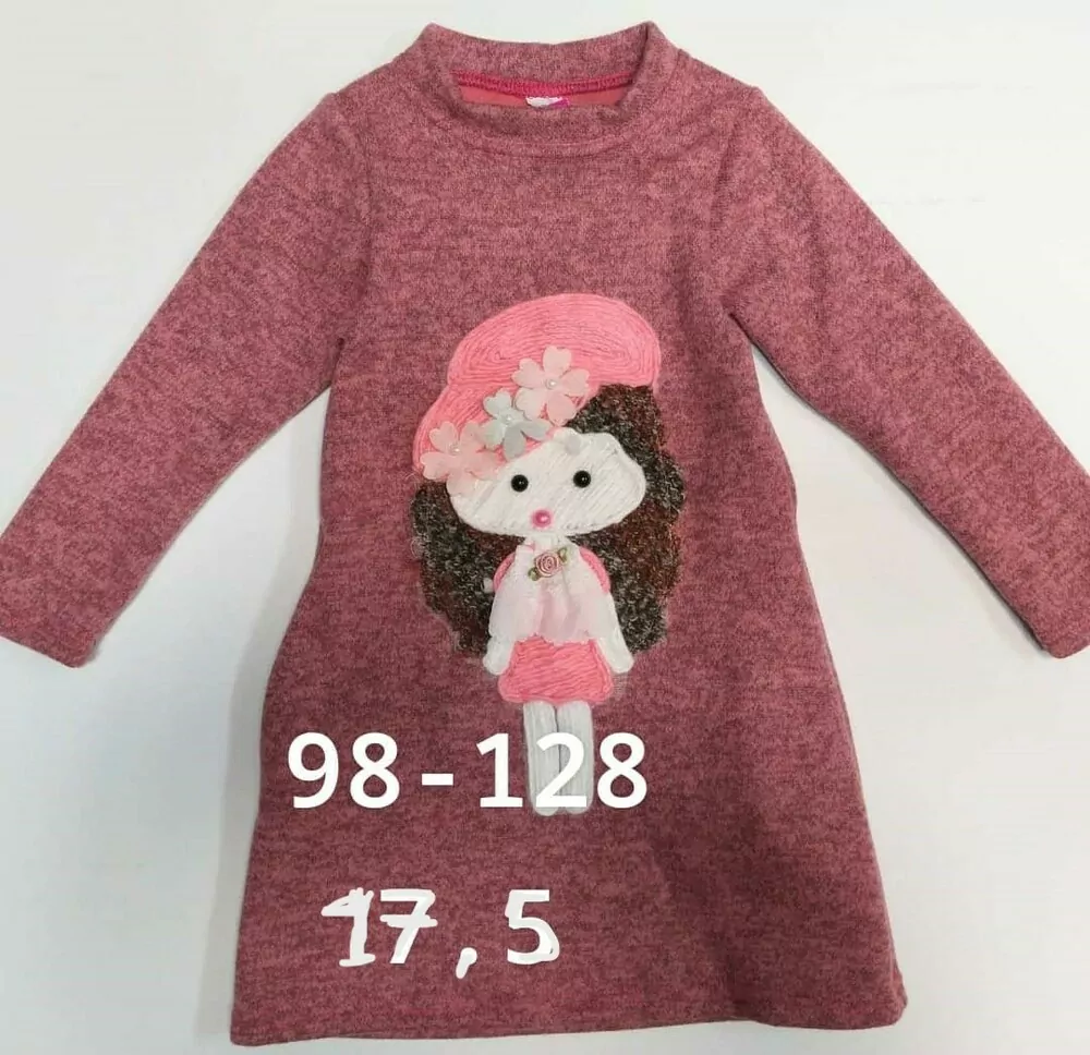 Šaty ružové, teplejší materiál BÁBIKA č.98 až 128