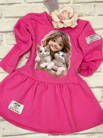 RUŽOVÉ šaty MAČIČKY , točivé zn. MAKSIO, č.98,104 tmavo ružové