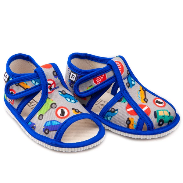 PAPUČKY RAK S AUTÍČKAMI šedé s otvorenou špičkou , VO VŠETKÝCH VEĽKOSTIACH