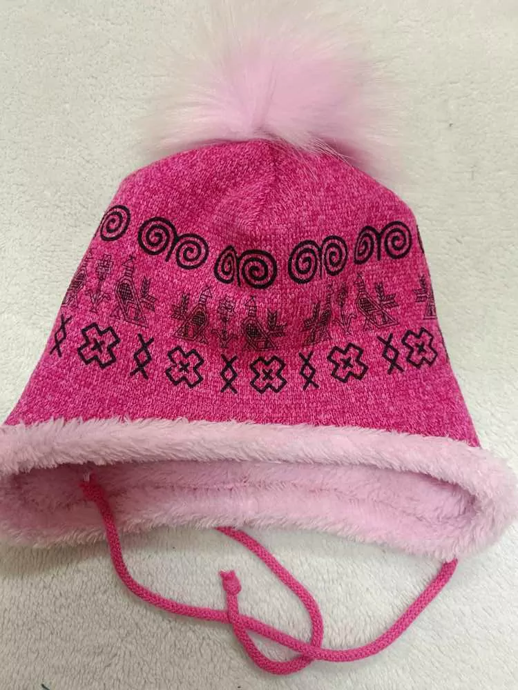 Čiapka detská s čičmanským vzorom, folklórny vzor rôzne farby - NA ŠNÚRKY - REPAL