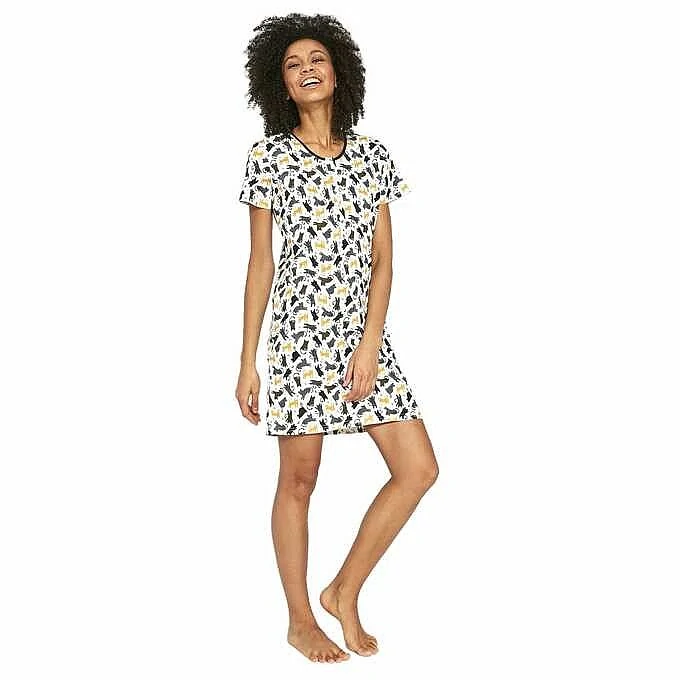Vianočná nočná košeľa CATS, CORNETTE smotanová č. M,L,XL- MAČKY