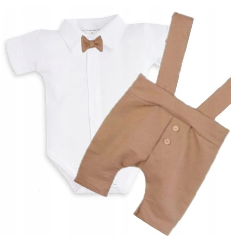 Oblek kojenecký elegantný MROFI MICHAL svetlo hnedý ,krst, spoločenské akcie č.62,68,74,80,86,92 letná verzia
