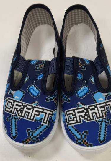TENISKY NA LETO/ Prezuvky PLÁTENKY- vzor MINECRAFT NAZO č.28,29,30,31,32,33,34,35,36 - MODRÉ