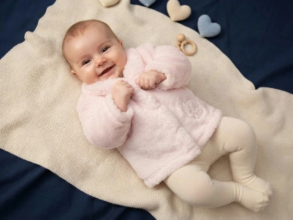 Kojenecký huňatý svetrík TOBI ku krstu, bunda RUŽOVÁ , LADY ANN č. 56,62,68,74,80 Slovenská výroba