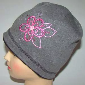 Čiapka REPAL málo predĺžená ružová,šedý melír kvietok