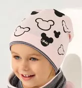 Čiapka predĺžená MINNIE -hlavičky, bledošedá.tmavoružová,modrá