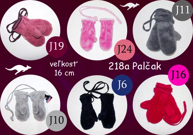 Rukavice teplé Palčák (16 cm) RADA 1 farebné, 1-3ROKY, FARBY