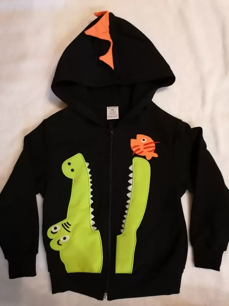 mikina Dino- bunda na zips, čierna č.92,98,104,110,116 LAMDA