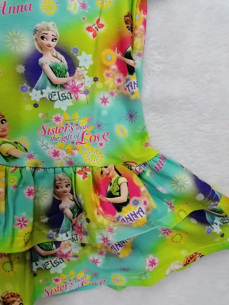 ŠATY ANNA A ELSA S KRÁTKYM RUKÁVOM LAMDA č.92,98,104,110,116,122,128 BLEDO modro-ZELENÉ
