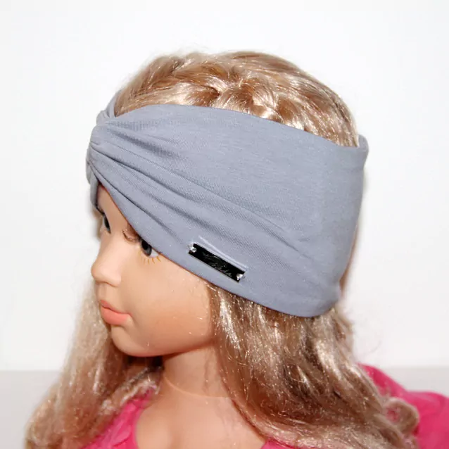 Turban -široká čelenka čierna- šedá farieb, EMILY4, Slovenská výroba RADA