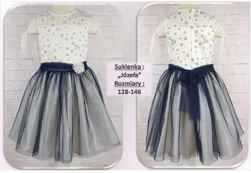 Krásne šaty svadba krst č.134 s drobnými modrými nezábudkami