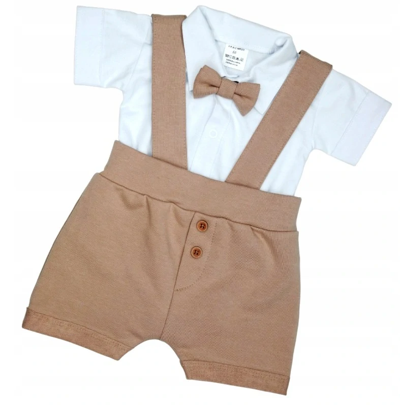 Oblek kojenecký elegantný MROFI MICHAL svetlo hnedý ,krst, spoločenské akcie č.62,68,74,80,86,92 letná verzia