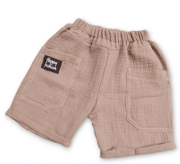 MUŠELÍNOVÉ KRÁTKE jednofarebné nohavice chlapčenské tyrkysové, bl.modré, oceľové, béžové, hnedé, šedé, jeans modré, olivové