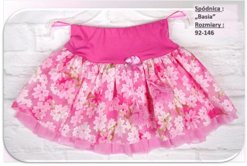 Sukňa ružová s kvietkami BASIA KVETY ružové