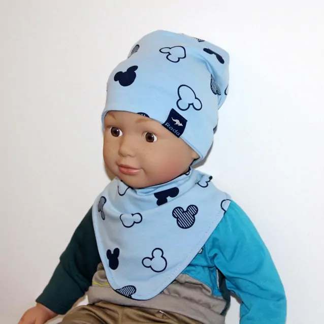 DVOJVRSTVOVÁ čiapka RADA nasúvacia Mickey NEW 2 bledomodrá, mini LEO č.2,3,4,5