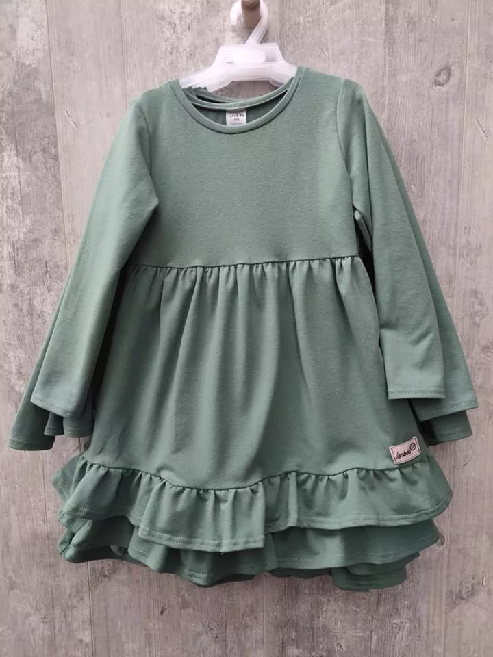  Šaty, jednofarebné, PÚDROVÉ, dlhý rukáv, č.92,98,104,110,116,122,128,134,140