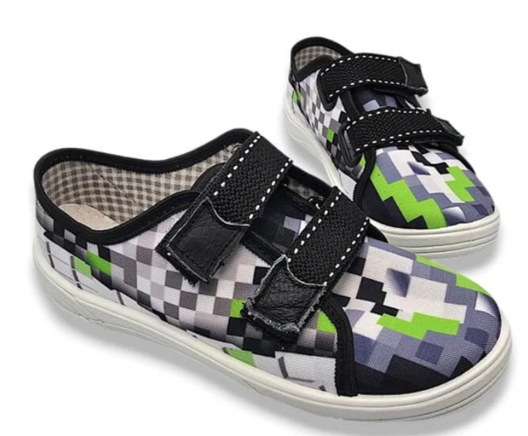 TENISKY NA LETO/ PREZUVKY - vzor MINECRAFT na suchý zips NAZO č.28,29,30,31,32,33,34,35,36 - ZELENÉ