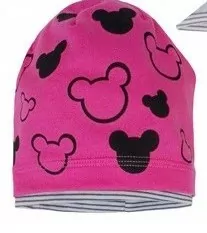 Čiapka predĺžená MINNIE -hlavičky, bledošedá.tmavoružová,modrá