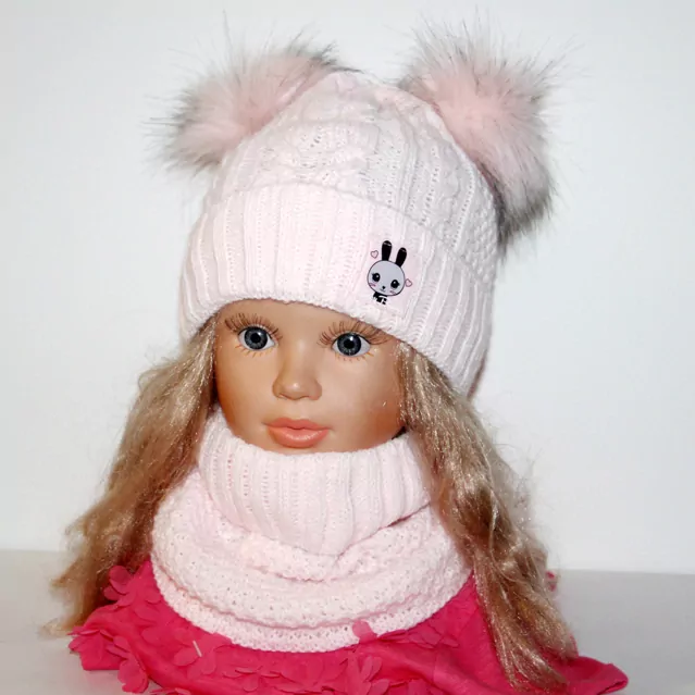 Zimná čiapka pletená s dvoma brmbolcami ZAJAČIK 1-4ROKY