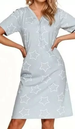 Nočná košeľa s krátkym rukávom, dámska,BAVLNA S,M,L,XL, pistáciová