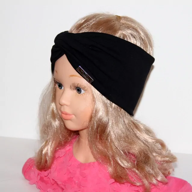 Turban -široká čelenka čierna- šedá farieb, EMILY4, Slovenská výroba RADA