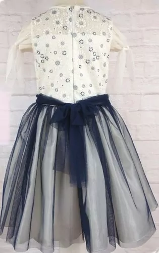 Krásne šaty svadba krst č.134 s drobnými modrými nezábudkami