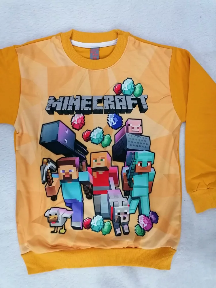 Tričko mikina MINECRAFT č.140, 146, 152,158- V MODROM alebo ŠEDOM PREVEDENÍ