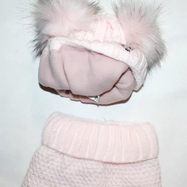 Zimná čiapka pletená s dvoma brmbolcami ZAJAČIK 1-4ROKY