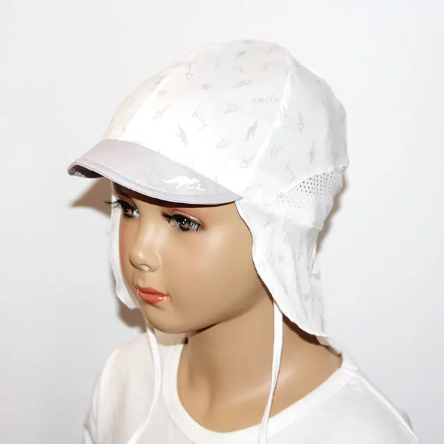 Šiltovka dierková čiapka na viazanie s plachtičkou SAFARI- RADA - BOY šedá alebo modrá