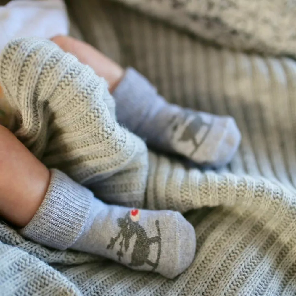 Šedé ponožky teplé -froté materiál 0-1,5R