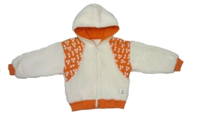 Chlpatá mikina HAPPY FASHION smotanová+ oranžový kvietok, SLOVENSKÁ