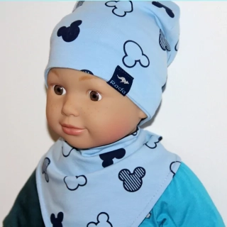 PODBRADNÍK šatka / nákrčník -zapínajúci na suchý zips, obojstranná MICKEY NEW2, modrý