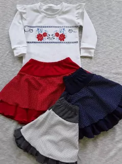 Sukňa červená alebo modrá s malinkými bodkami -Tanečná + Folklór