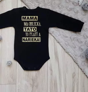 Body alebo tričko čierne ,,Mama ma oblieka, tato to platí a narieka č.86