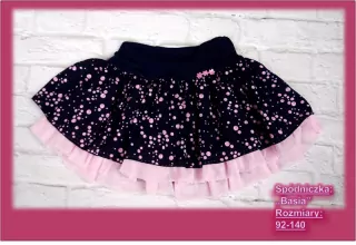 Sukňa modrá s ružovými bodkami BASIA- Nočná obloha