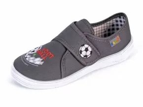 NAZO plátenky šedé FOOTBALL, suchý zips ŠEDÉ č.30,31,-,33,34,35,36