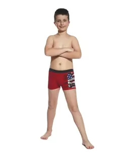 TRENKY BOXERKY CORNETTE, spodné prádlo chlapčenské AMERIKA červené č.146/152,158/164